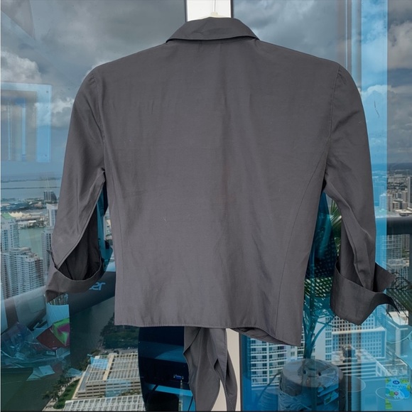 Armani Exchange Black Button Down & Tie Crop Top Shirt XS - Picture 7 of 8